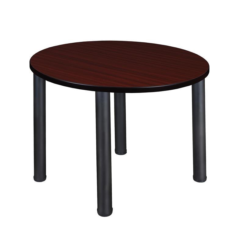 Kee 42in. Round Breakroom Table- Mahogany/ Black