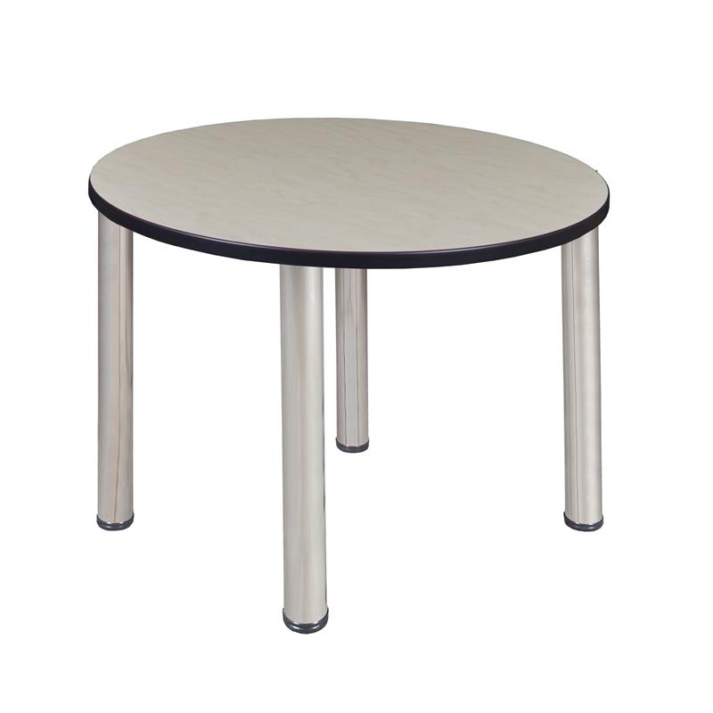 Kee 42in. Round Breakroom Table- Maple/ Chrome