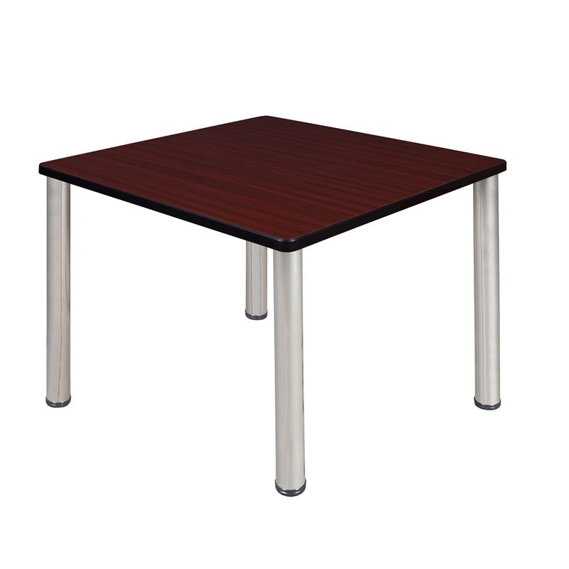 Kee 36in. Square Breakroom Table- Mahogany/ Chrome