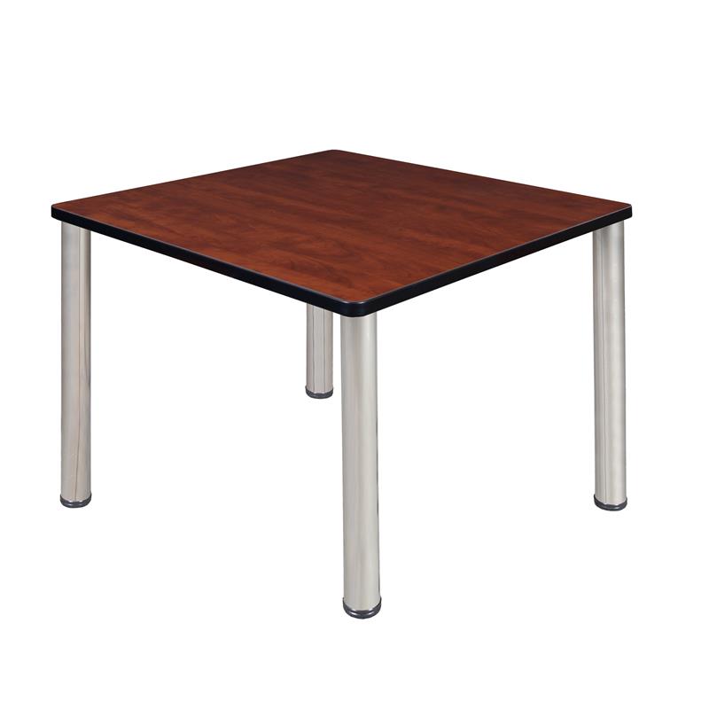 Kee 36in. Square Breakroom Table- Cherry/ Chrome
