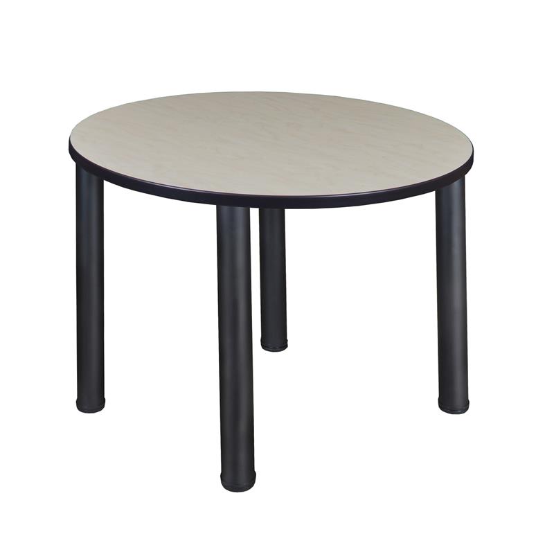 Kee 42in. Round Breakroom Table- Maple/ Black