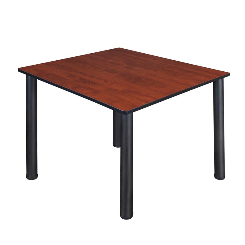 Kee 48in. Square Breakroom Table- Cherry/ Black