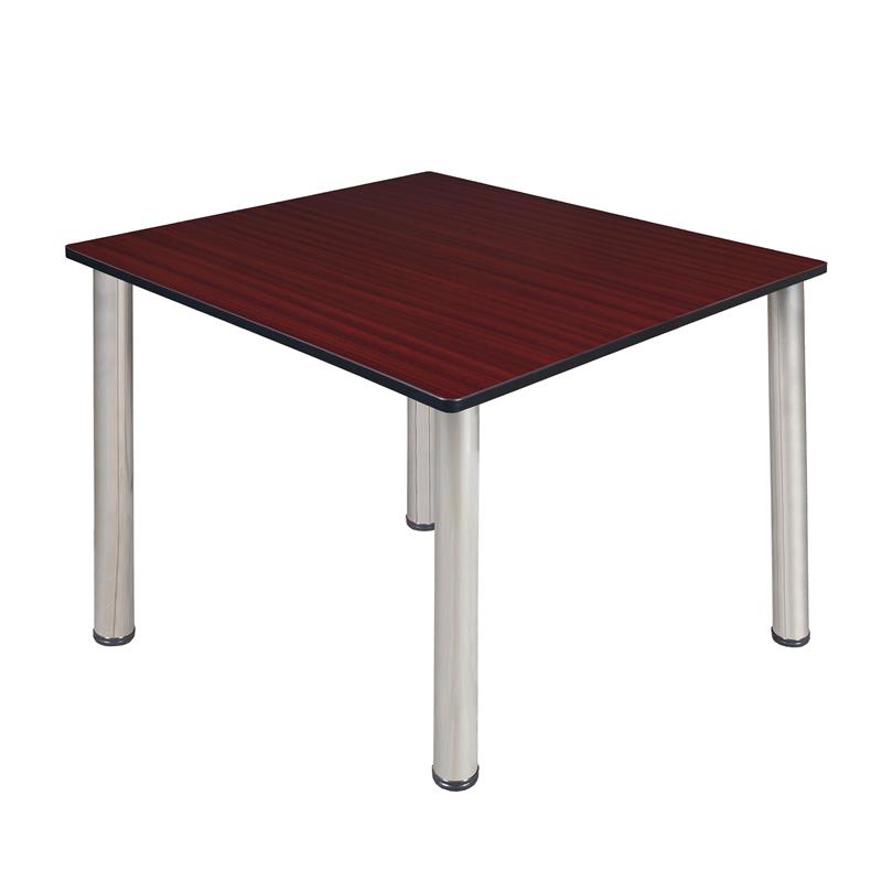 Kee 48in. Square Breakroom Table- Mahogany/ Chrome