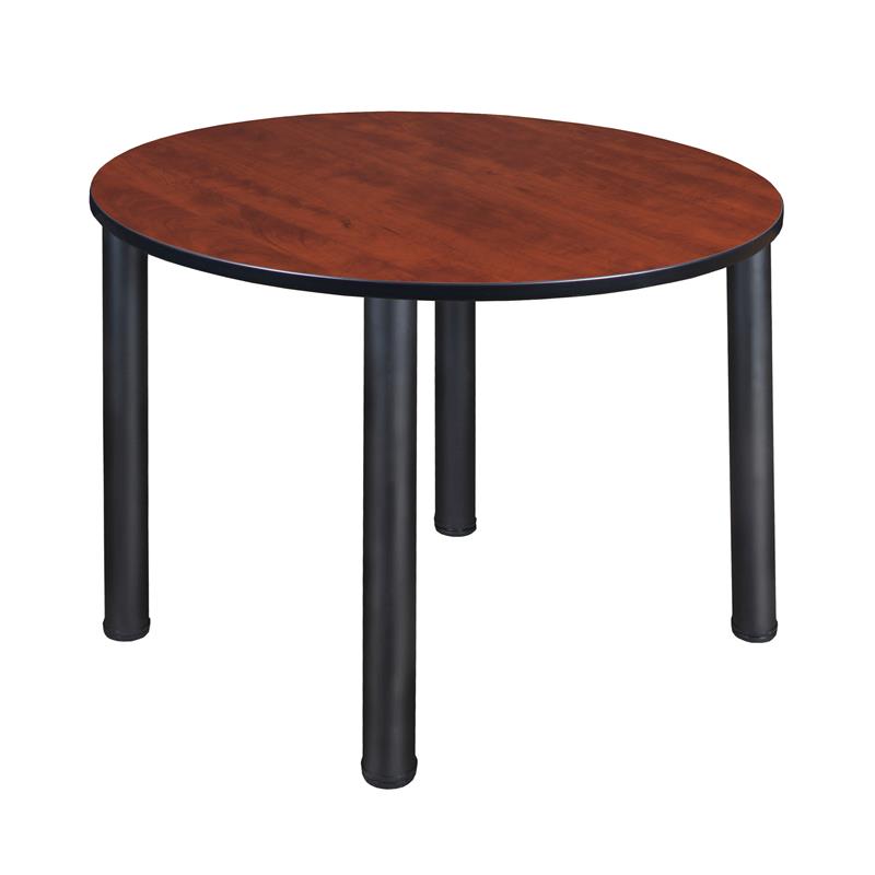 Kee 48in. Round Breakroom Table- Cherry/ Black