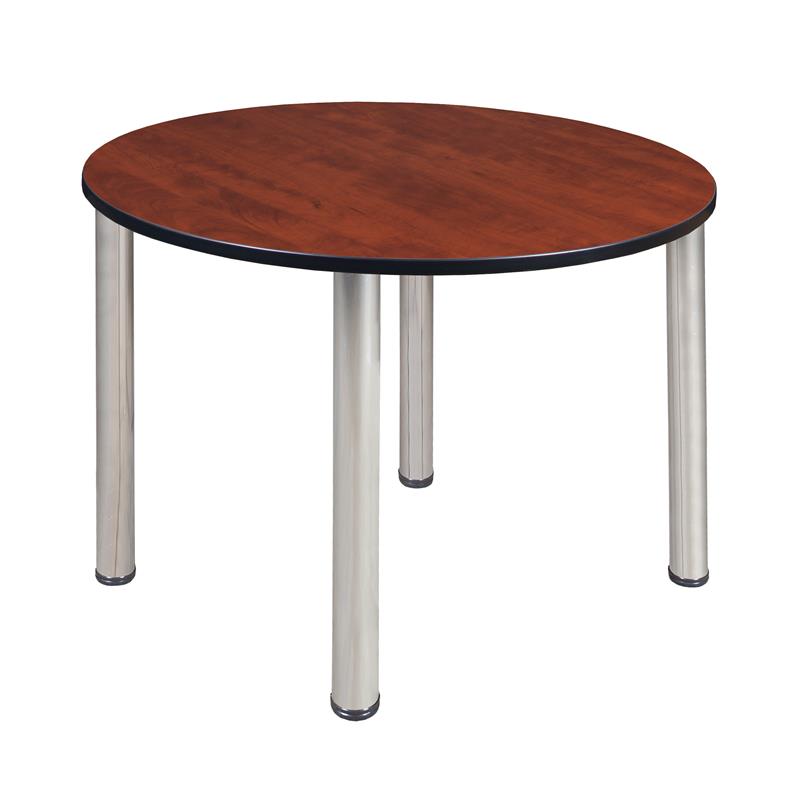 Kee 48in. Round Breakroom Table- Cherry/ Chrome