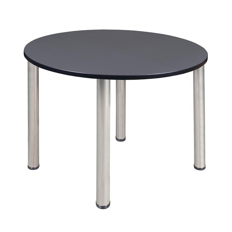 Kee 48in. Round Breakroom Table- Grey/ Chrome