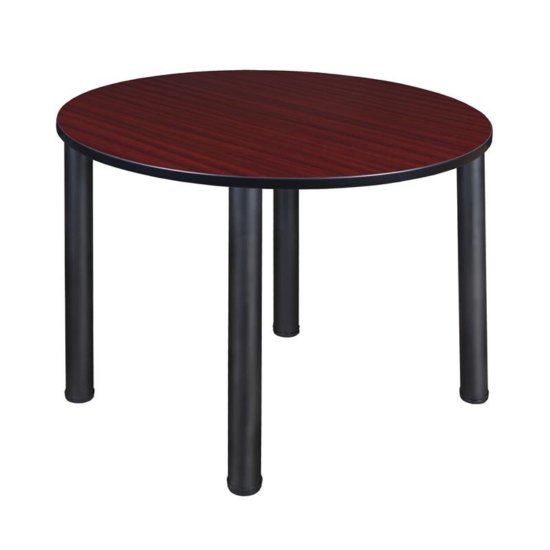 Kee 48in. Round Breakroom Table- Mahogany/ Black