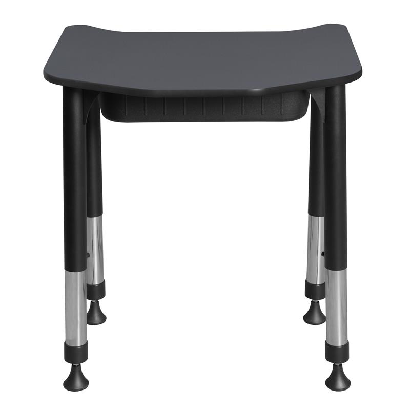 Ferris 26 in. x 24 in. Height Adjustable Student Desk with Book Storage- Grey