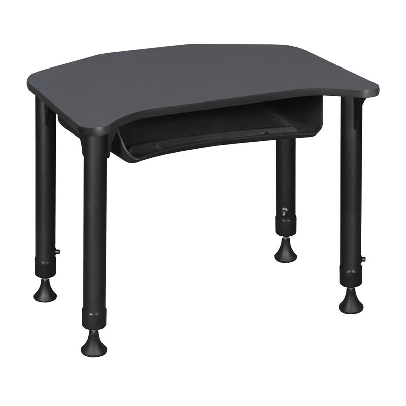 Ferris 26 in. x 24 in. Height Adjustable Student Desk with Book Storage- Grey