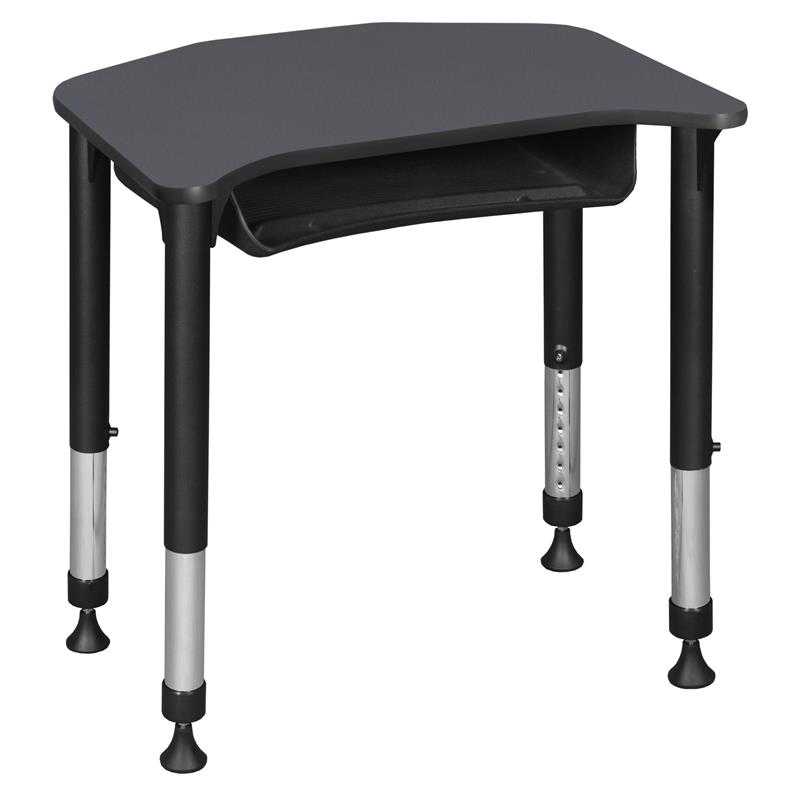 Ferris 26 in. x 24 in. Height Adjustable Student Desk with Book Storage- Grey