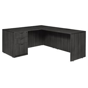 Legacy 60&quot Single Full Pedestal L-Desk with 47&quot Return- Ash Grey