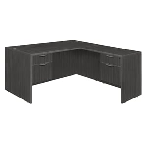 Legacy 60&quot Double Pedestal L-Desk with 35&quot Return- Ash Grey