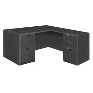 Legacy 60&quot Double Full Pedestal L-Desk with 35&quot Return- Ash Grey