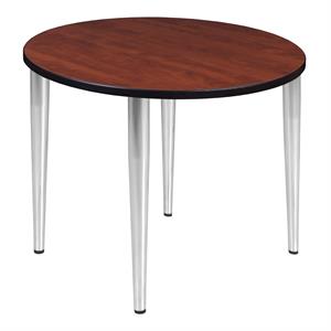 Kahlo 42&quot Round Tapered Leg Table in Cherry/ Chrome