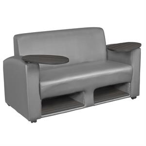 Supernova Tablet Arm Loveseat w/ Storage- Grey/Ash Grey