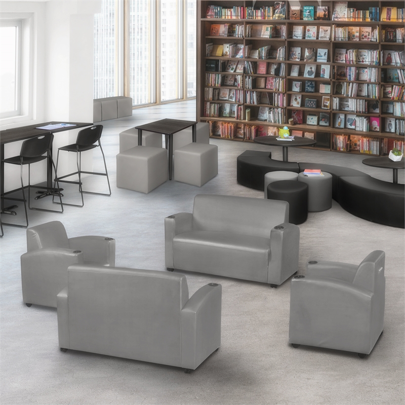 Supernova Vinyl Loveseat in Grey