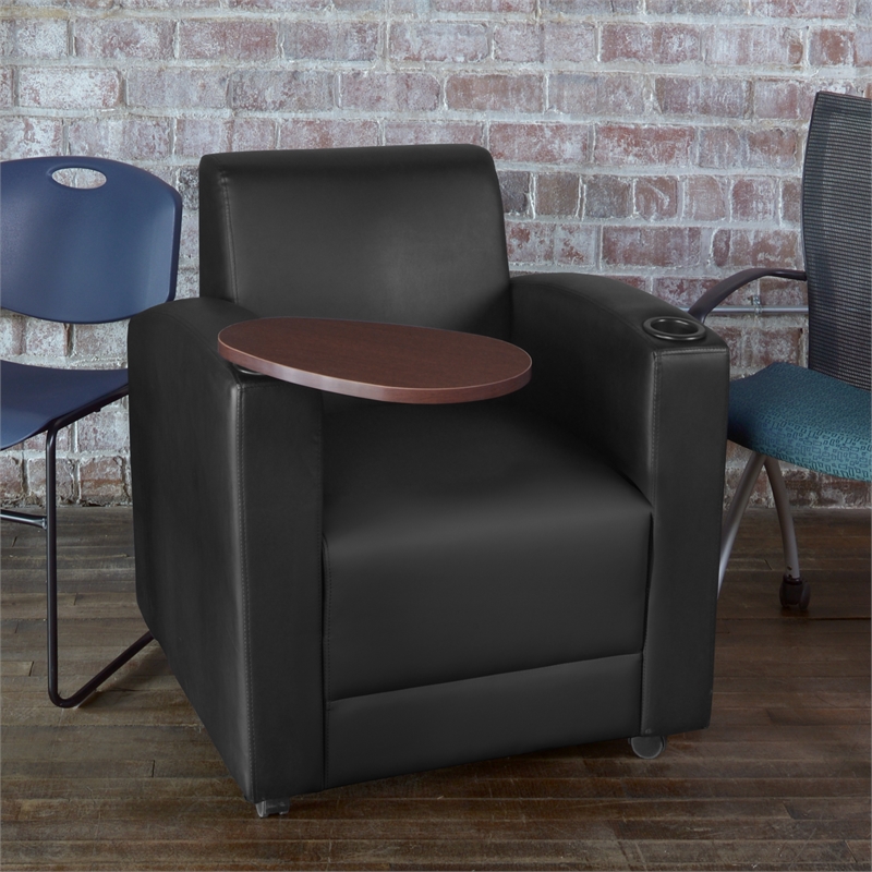 Nova Tablet Arm Vinyl Chair- Black/Java