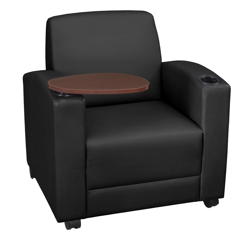 Nova Tablet Arm Vinyl Chair- Black/Java