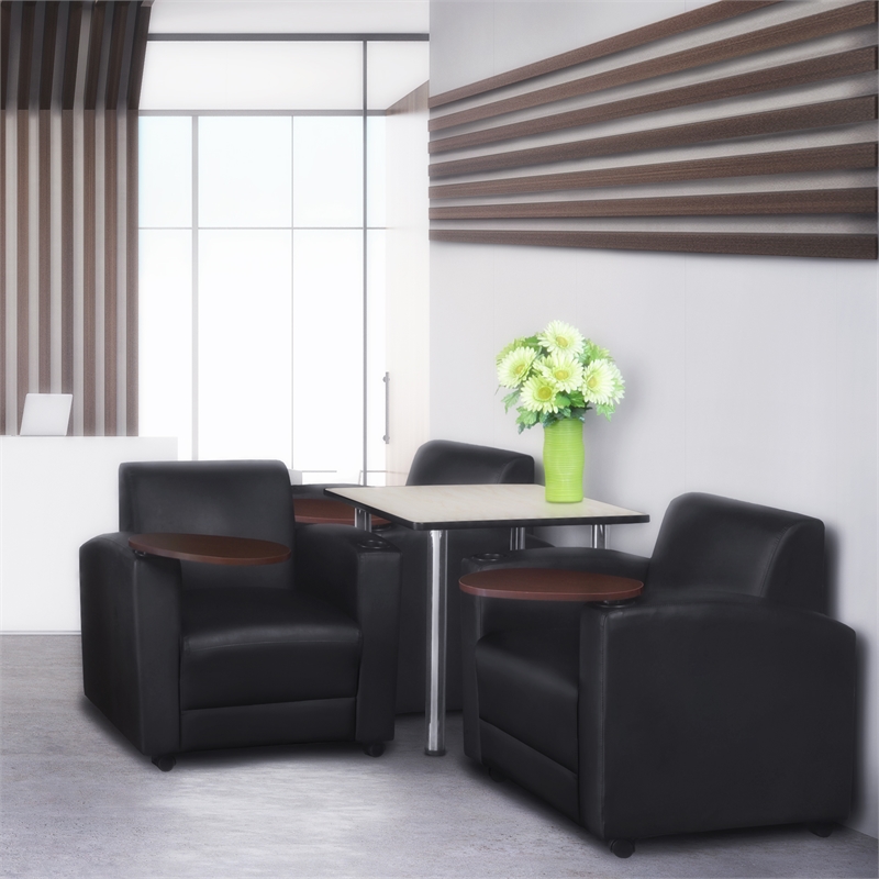 Nova Tablet Arm Vinyl Chair- Black/Java