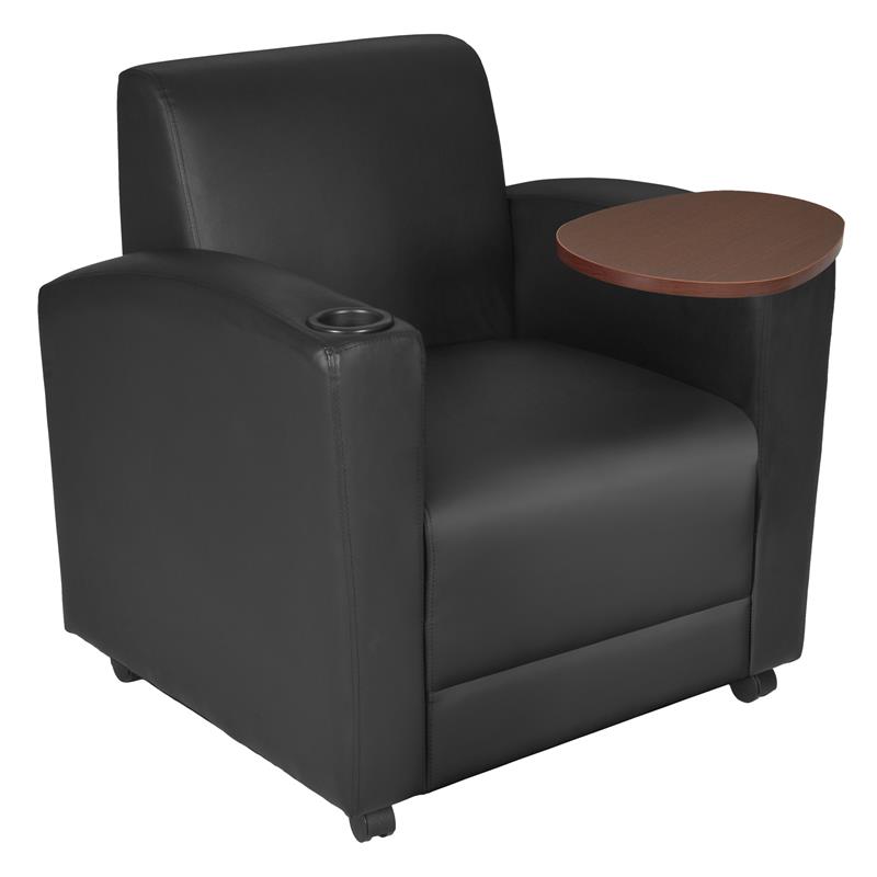 Nova Tablet Arm Vinyl Chair- Black/Java