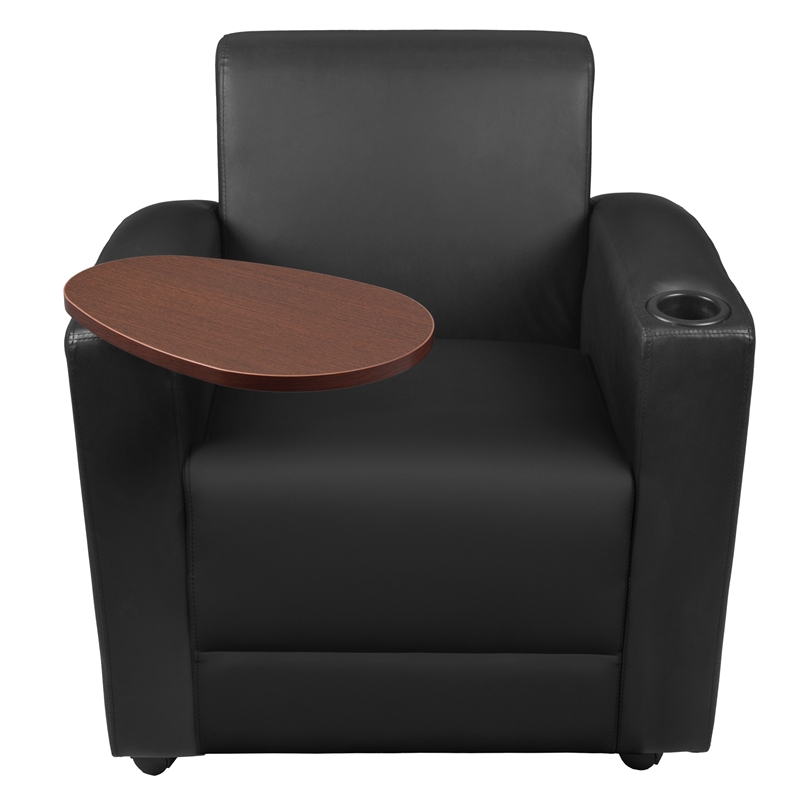 Nova Tablet Arm Vinyl Chair- Black/Java