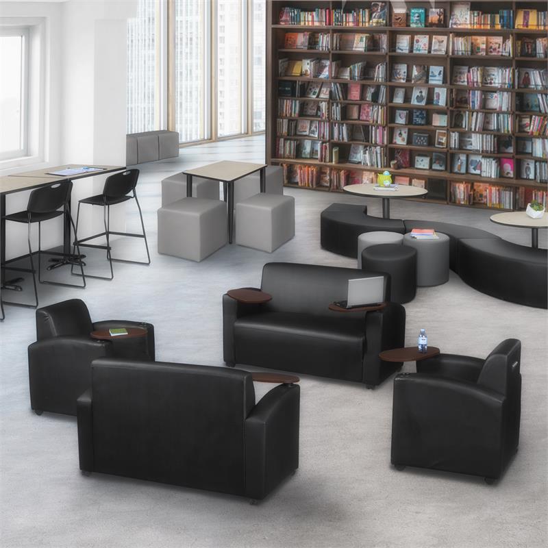 Supernova Tablet Arm Loveseat- Black/Java