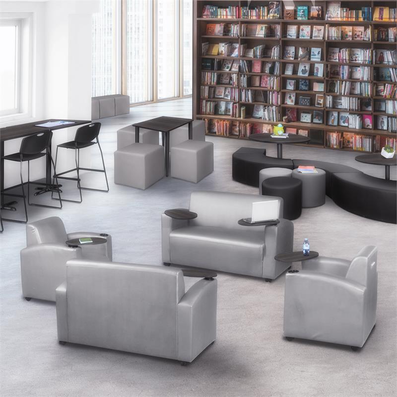 Supernova Tablet Arm Loveseat- Grey/Ash Grey