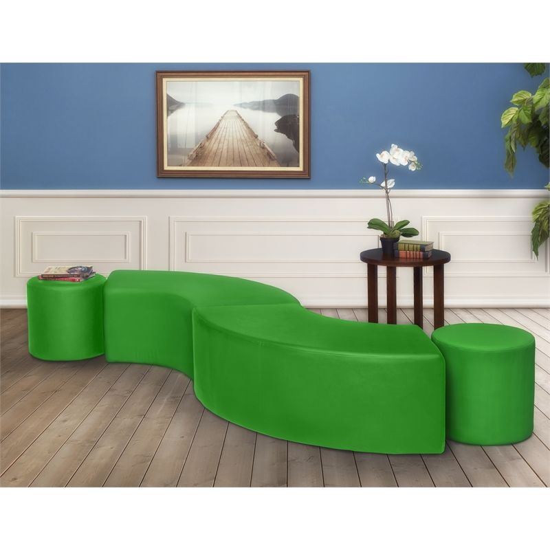 Logan Round Vinyl Ottoman (Set of 2)- Envy Green