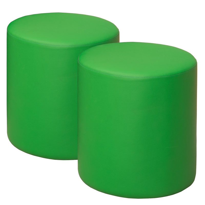 Logan Round Vinyl Ottoman (Set of 2)- Envy Green