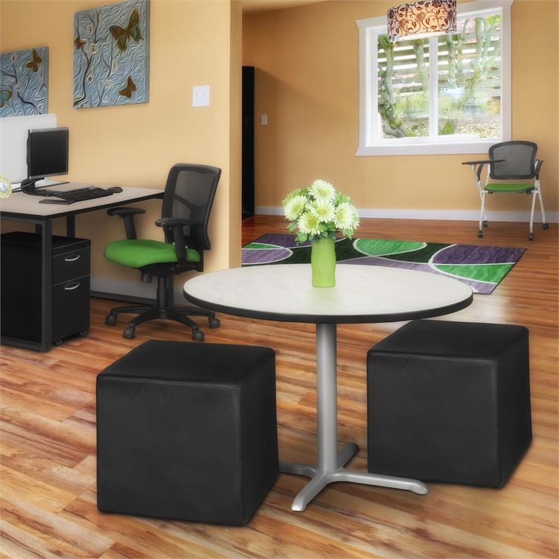 Jean Square Vinyl Ottoman (Set of 2)- Black