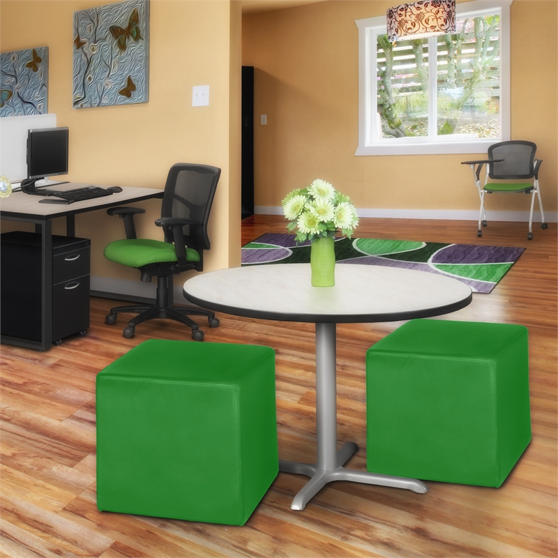 Jean Square Vinyl Ottoman (Set of 2)- Envy Green