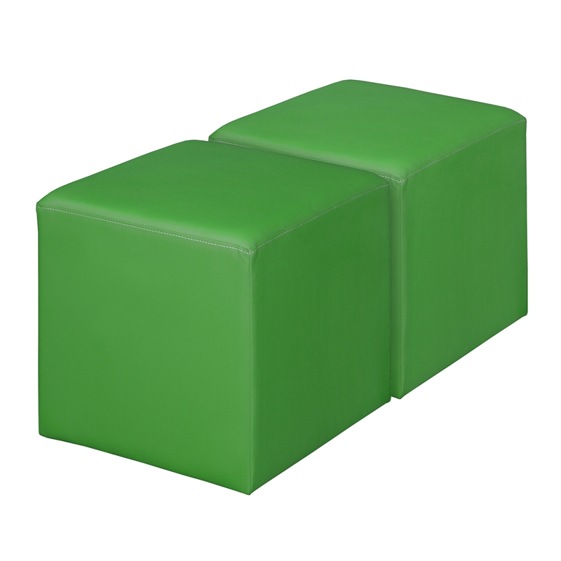 Jean Square Vinyl Ottoman (Set of 2)- Envy Green
