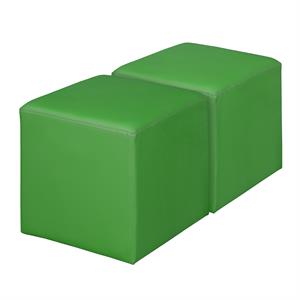 Jean Square Vinyl Ottoman (Set of 2)- Envy Green