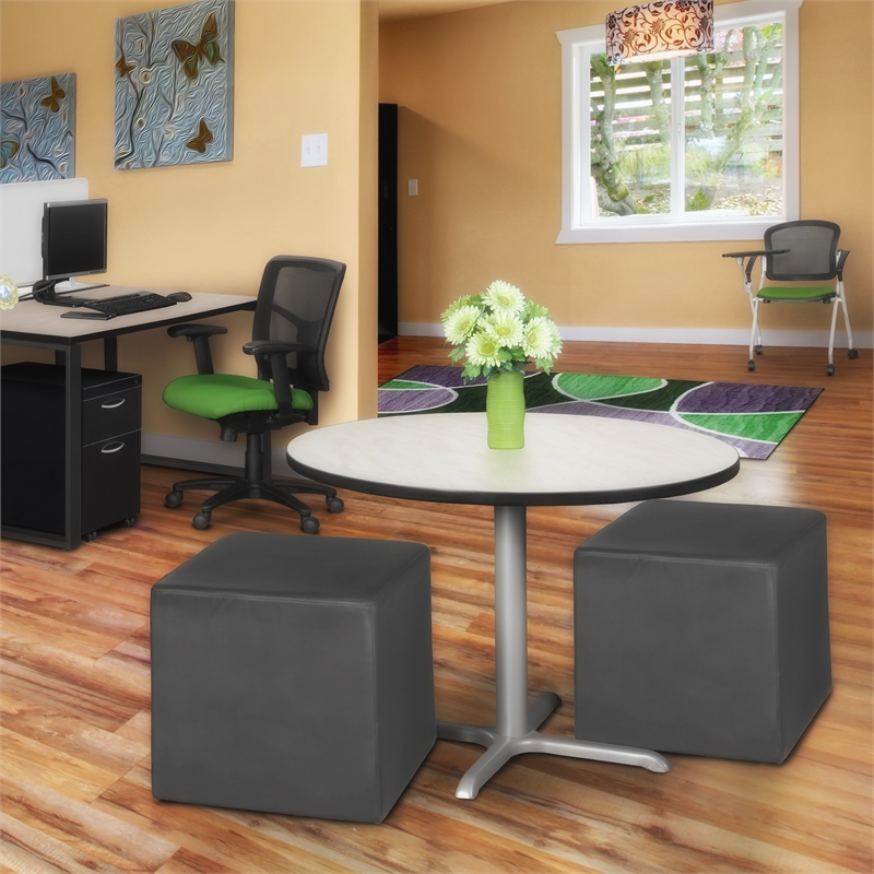 Jean Square Vinyl Ottoman (Set of 2)- Grey