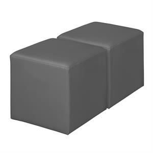 Jean Square Vinyl Ottoman (Set of 2)- Grey