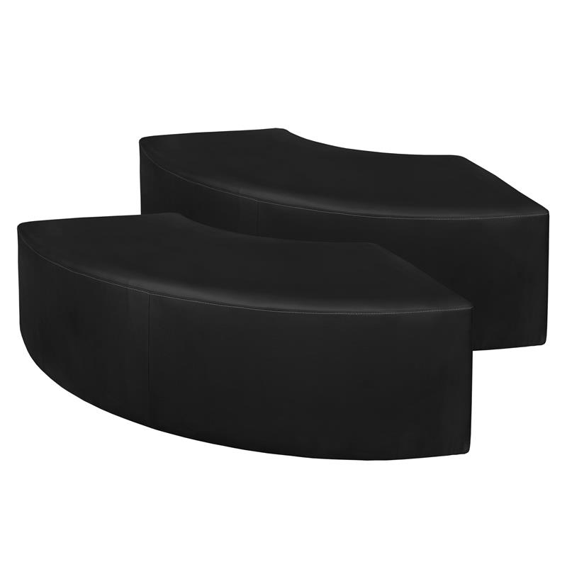 Aurora Curved Vinyl Ottoman (Set of 2)- Black