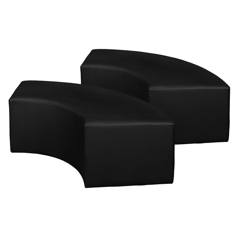Aurora Curved Vinyl Ottoman (Set of 2)- Black