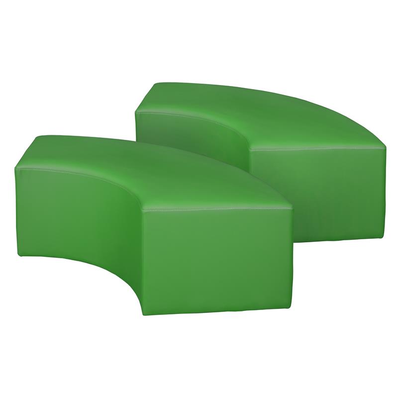 Aurora Curved Vinyl Ottoman (Set of 2)- Envy Green
