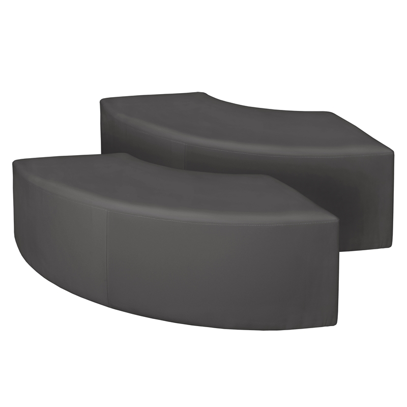 Aurora Curved Vinyl Ottoman (Set of 2)- Grey