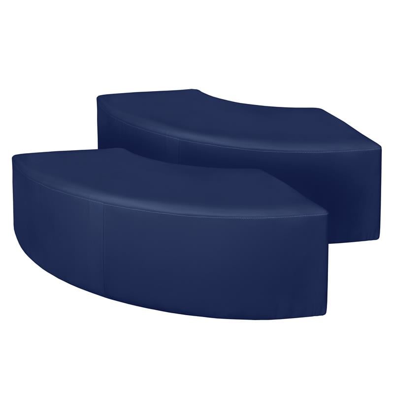 Aurora Curved Vinyl Ottoman (Set of 2)- Naval Blue