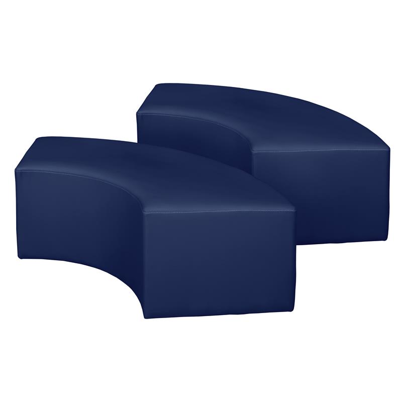 Aurora Curved Vinyl Ottoman (Set of 2)- Naval Blue