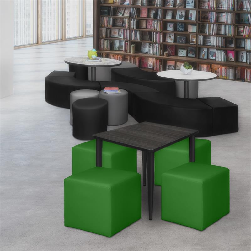 Jean Square Vinyl Ottoman (Set of 4)- Envy Green
