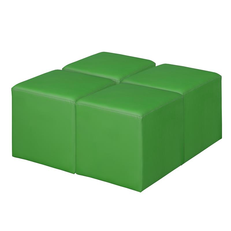 Jean Square Vinyl Ottoman (Set of 4)- Envy Green