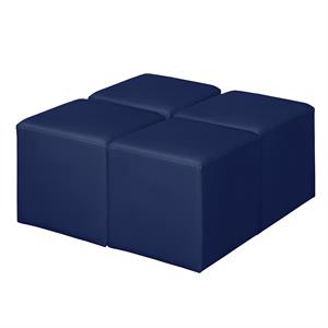 Jean Square Vinyl Ottoman (Set of 4)- Naval Blue