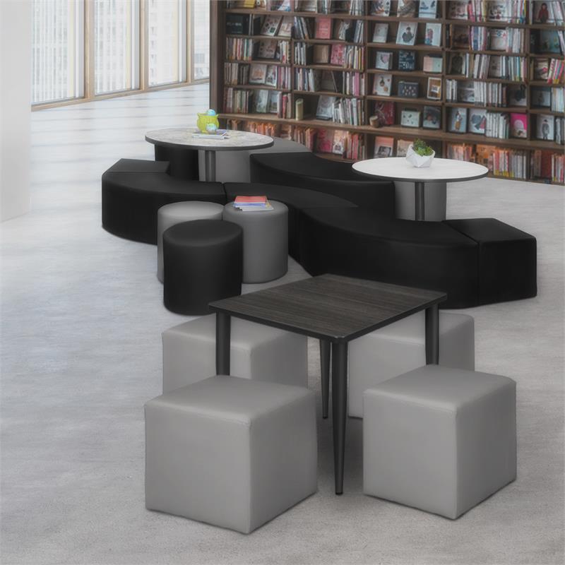 Aurora Curved Vinyl Ottoman (Set of 4)- Black