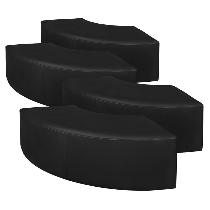 Aurora Curved Vinyl Ottoman (Set of 4)- Black