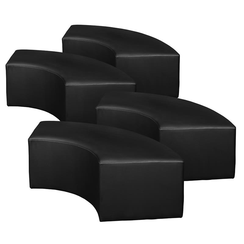 Aurora Curved Vinyl Ottoman (Set of 4)- Black