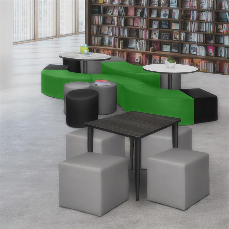 Aurora Curved Vinyl Ottoman (Set of 4)- Envy Green