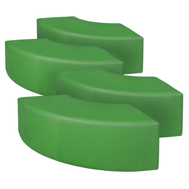 Aurora Curved Vinyl Ottoman (Set of 4)- Envy Green