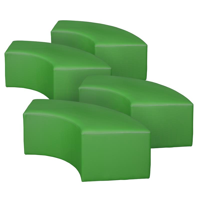 Aurora Curved Vinyl Ottoman (Set of 4)- Envy Green